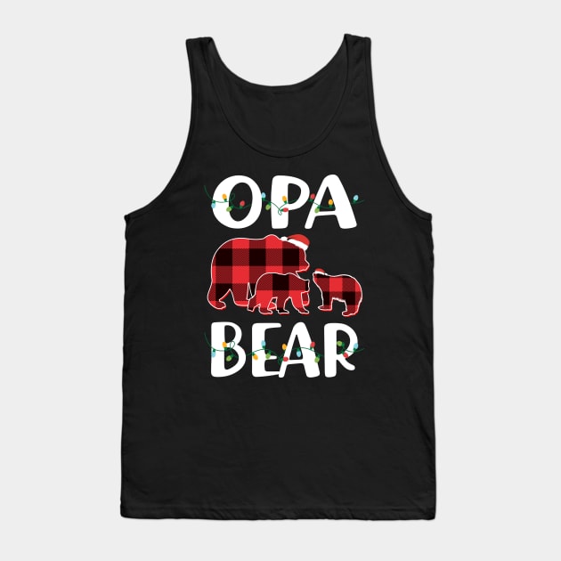 Opa Bear Red Plaid Christmas Pajama Matching Family Gift Tank Top by intelus